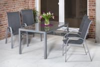 MX Gartenmöbel 5tlg. Amalfi Set grau Tisch 150x90cm